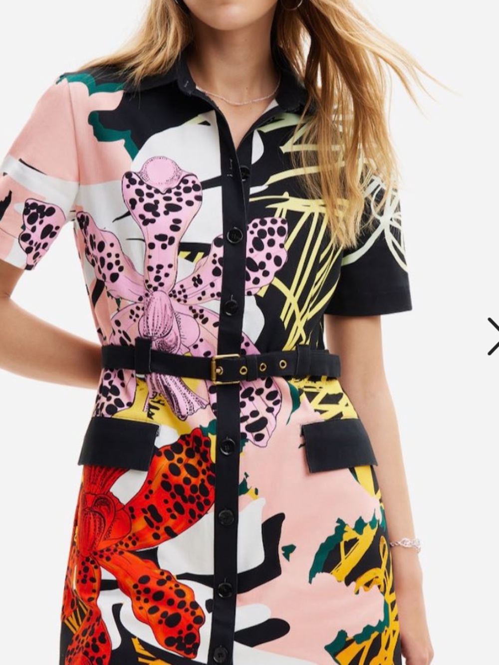 Desigual Black and Cream Graphic Almeria Dress